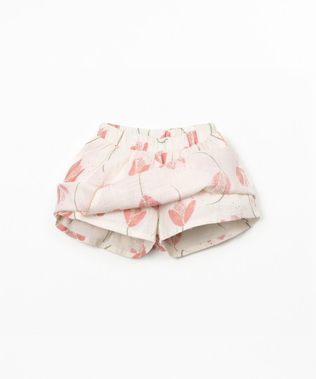 Jupe-short en coton biologique avec imprimé de tulipes