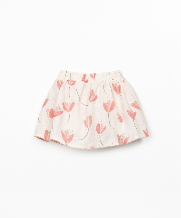 Jupe-short en coton biologique avec imprimé de tulipes