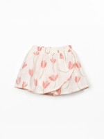 Falda pantalón de algodón orgánico con estampado de tulipanes Falda pantalón de algodón orgánico con estampado de tulipanes