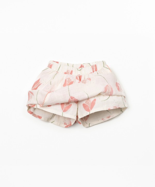 Jupe-short en coton biologique avec imprimé de tulipes