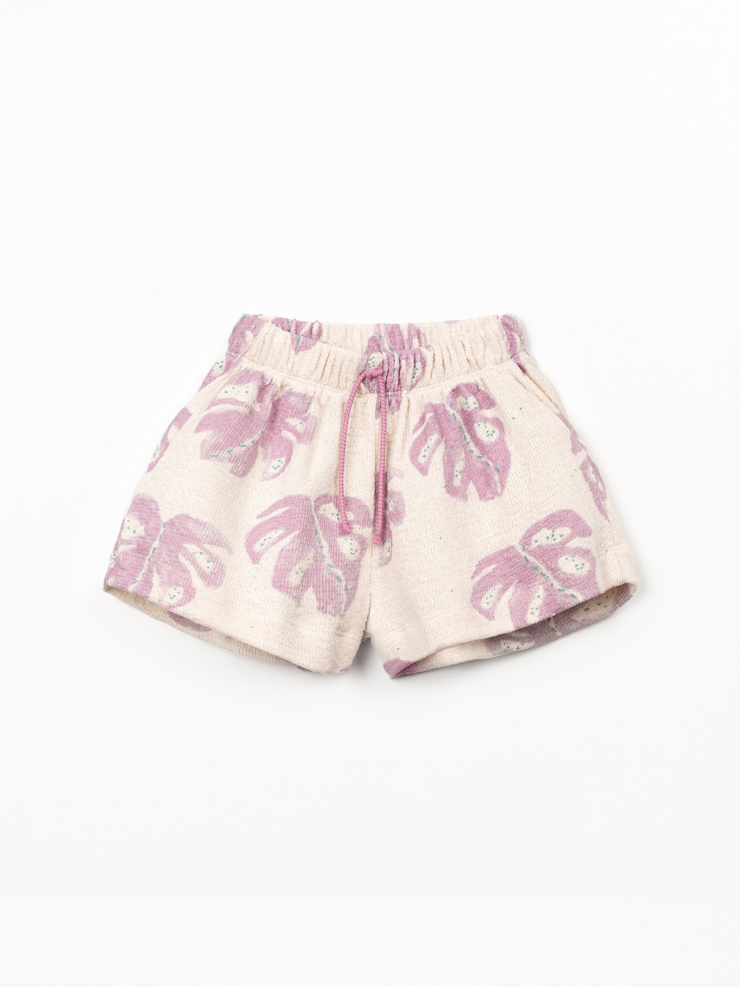 Pantaloncini con stampa di monstera