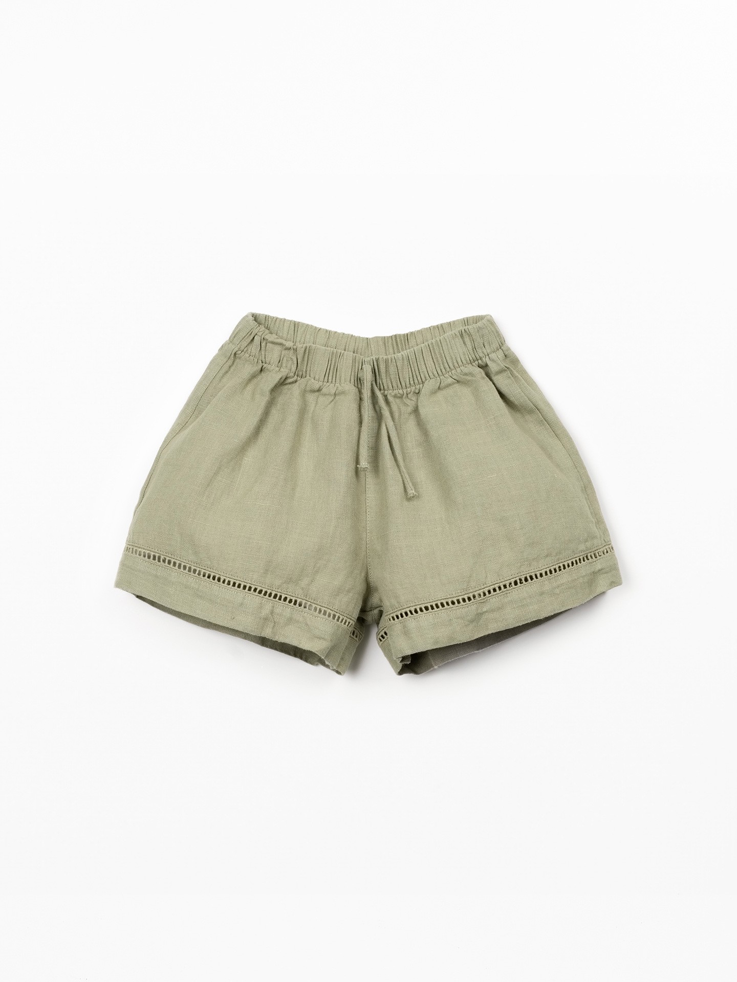 Shorts in lino con cintura elastica