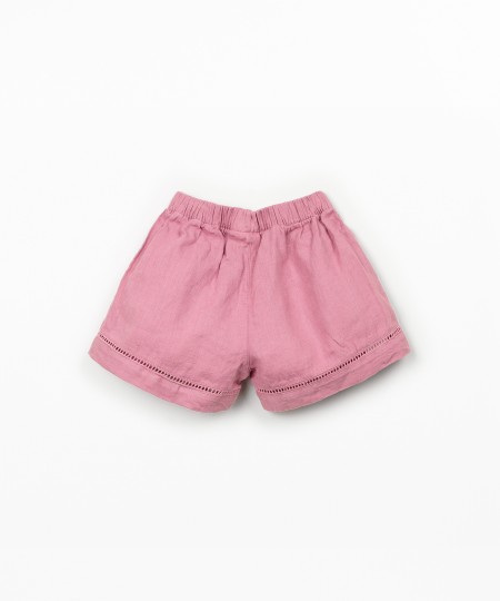 Pantaloncini in lino con cintura elastica