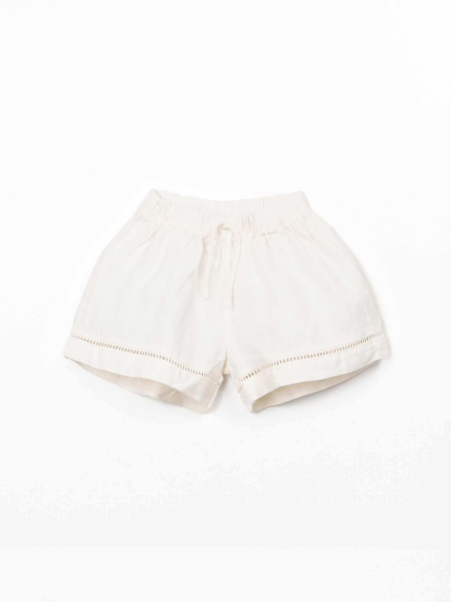 Pantaloncini in lino con cintura elastica