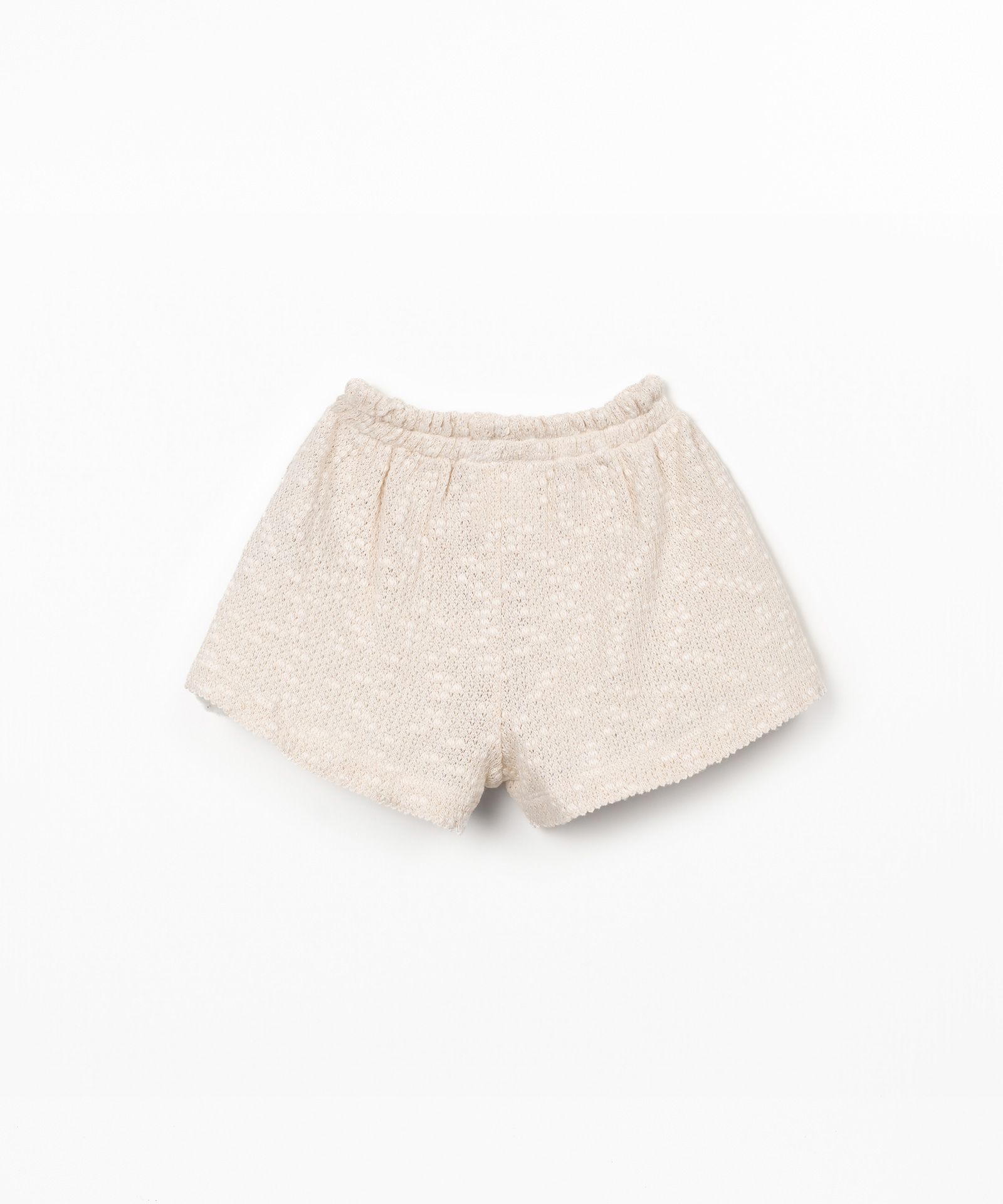 Jersey shorts with crochet effect
