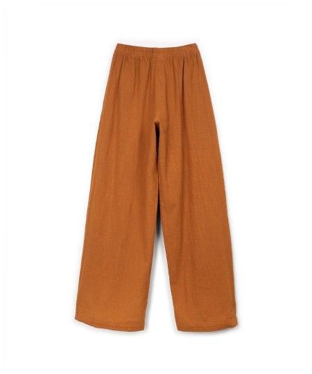 Calça de tecido em algodão orgânico com cintura elástica