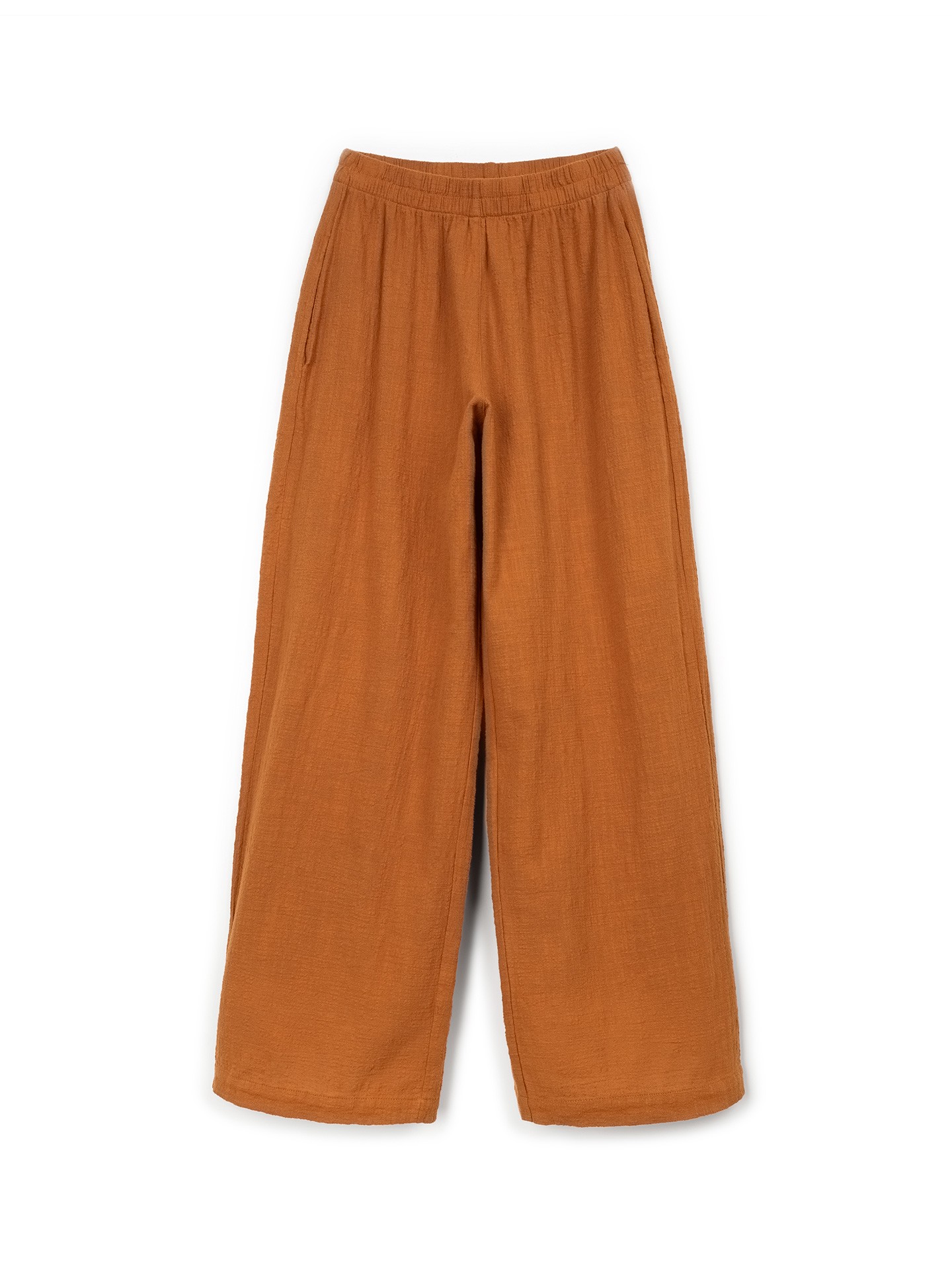 Pantaloni in tessuto di cotone biologico con vita elasticizzata