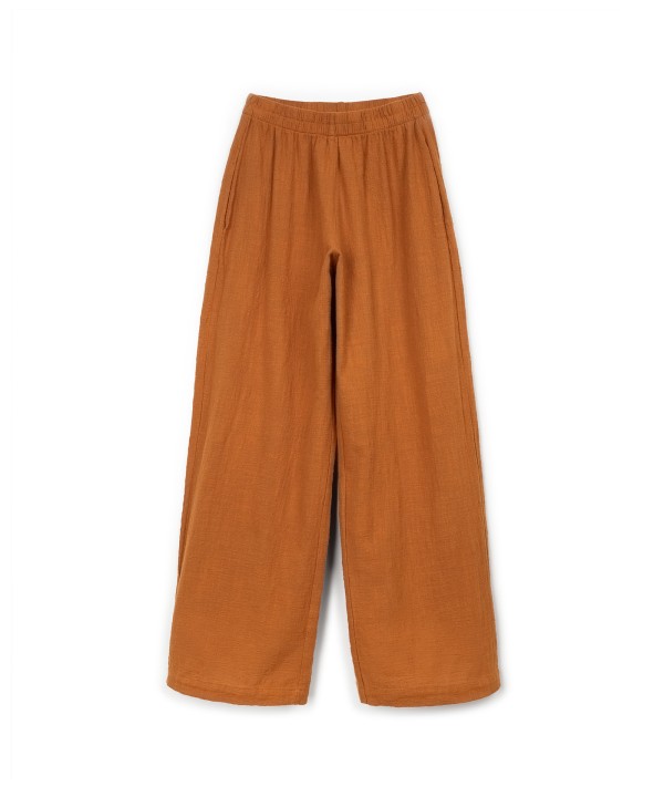 Pantaloni in tessuto di cotone biologico con vita elasticizzata