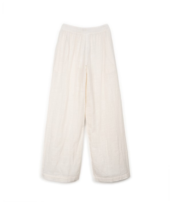 Pantaloni in tessuto di cotone biologico con cintura elastica
