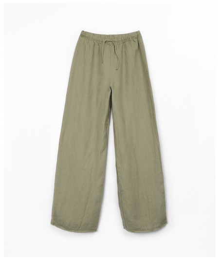 Calça em linho com cinto ajustável