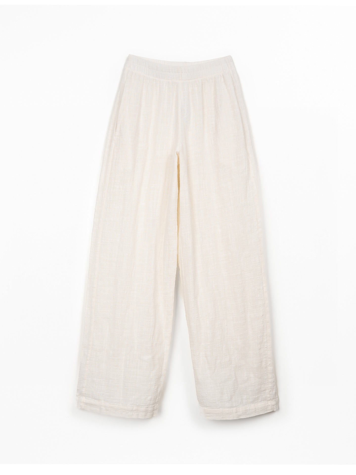 Pantaloni in tessuto di cotone biologico con cintura elastica