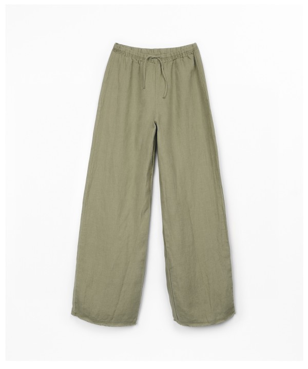 Pantaloni in lino con cintura regolabile