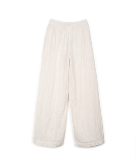 Pantaloni in tessuto di cotone biologico con cintura elastica