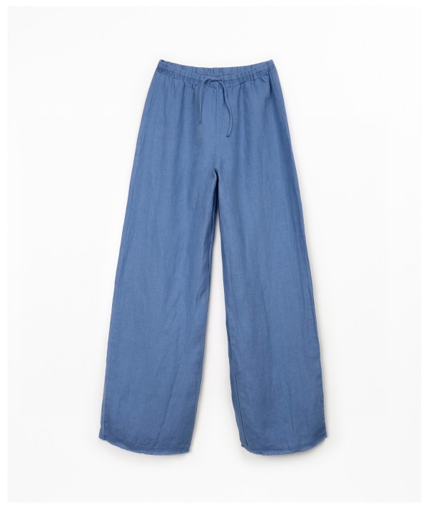 Pantaloni in lino con cintura regolabile