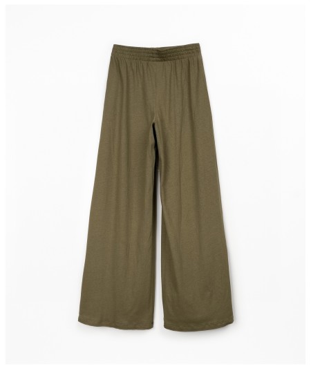 Calça de malha em algodão orgânico e linho