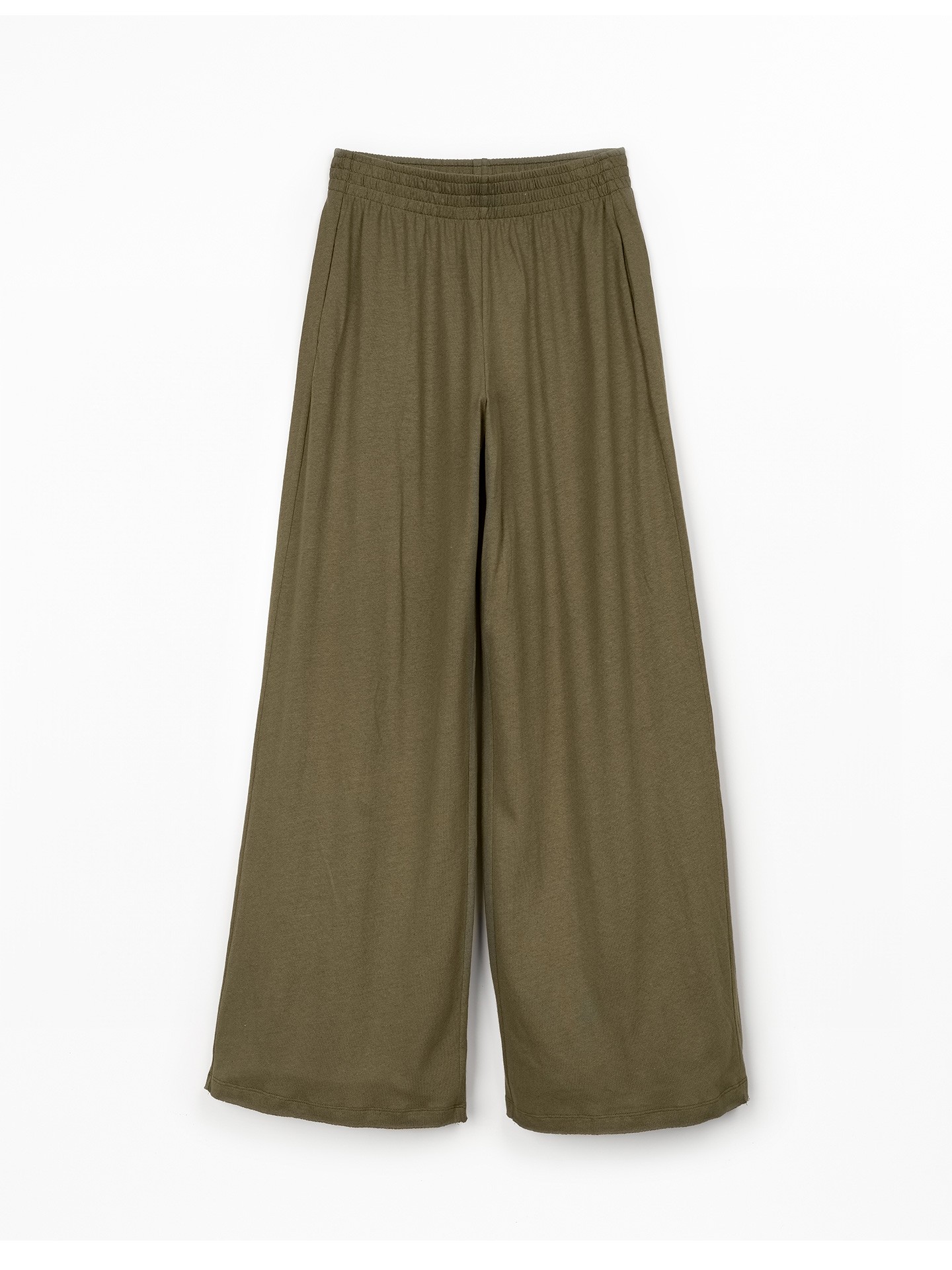 Pantaloni in maglina di cotone biologico e lino