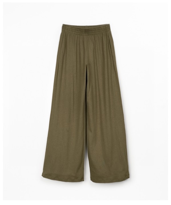 Pantaloni in maglina di cotone biologico e lino
