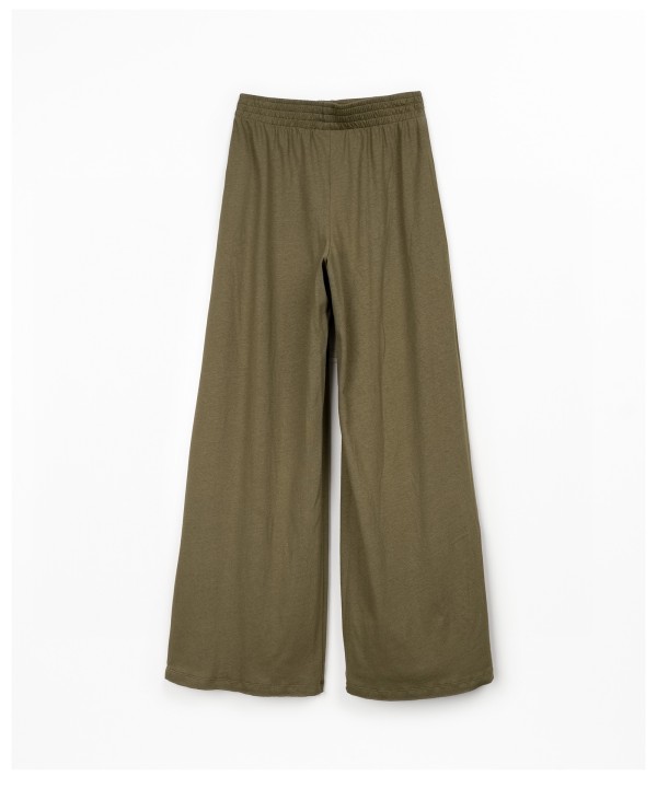 Pantaloni in maglina di cotone biologico e lino