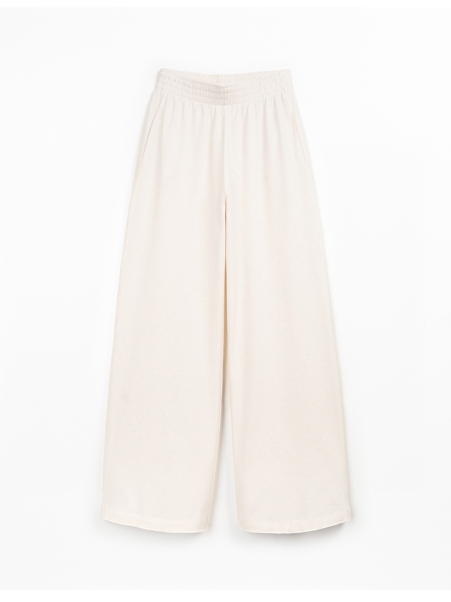 Pantaloni in maglia di cotone biologico e lino