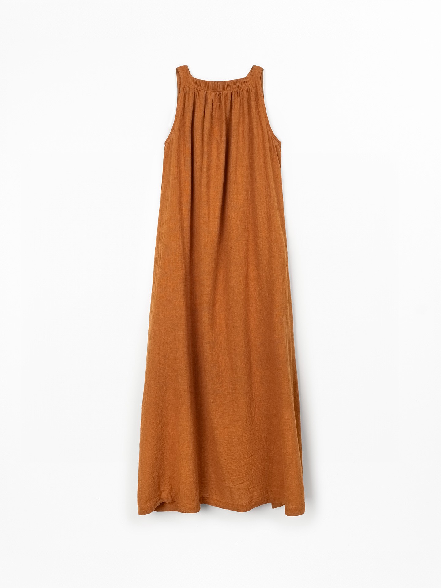 Vestido comprido sem mangas em algodão orgânico