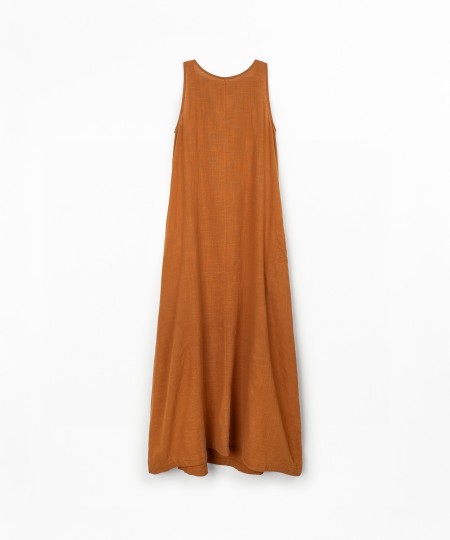Vestido comprido sem mangas em algodão orgânico