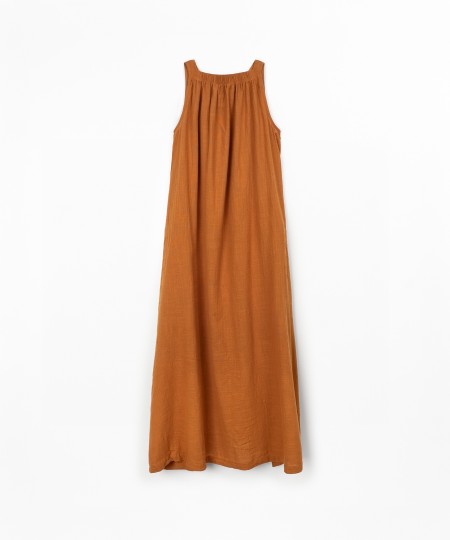 Vestido comprido sem mangas em algodão orgânico