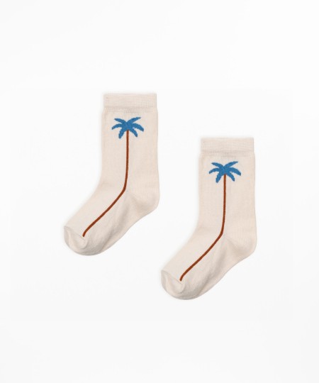 Calcetines de algod�n org�nico con estampado de palmeras.