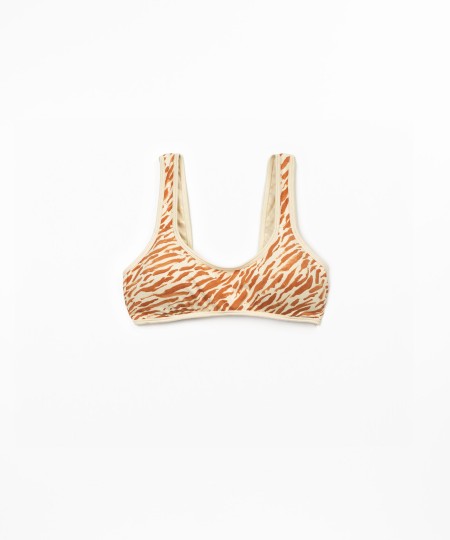 Top de Biquíni com estampado de zebra