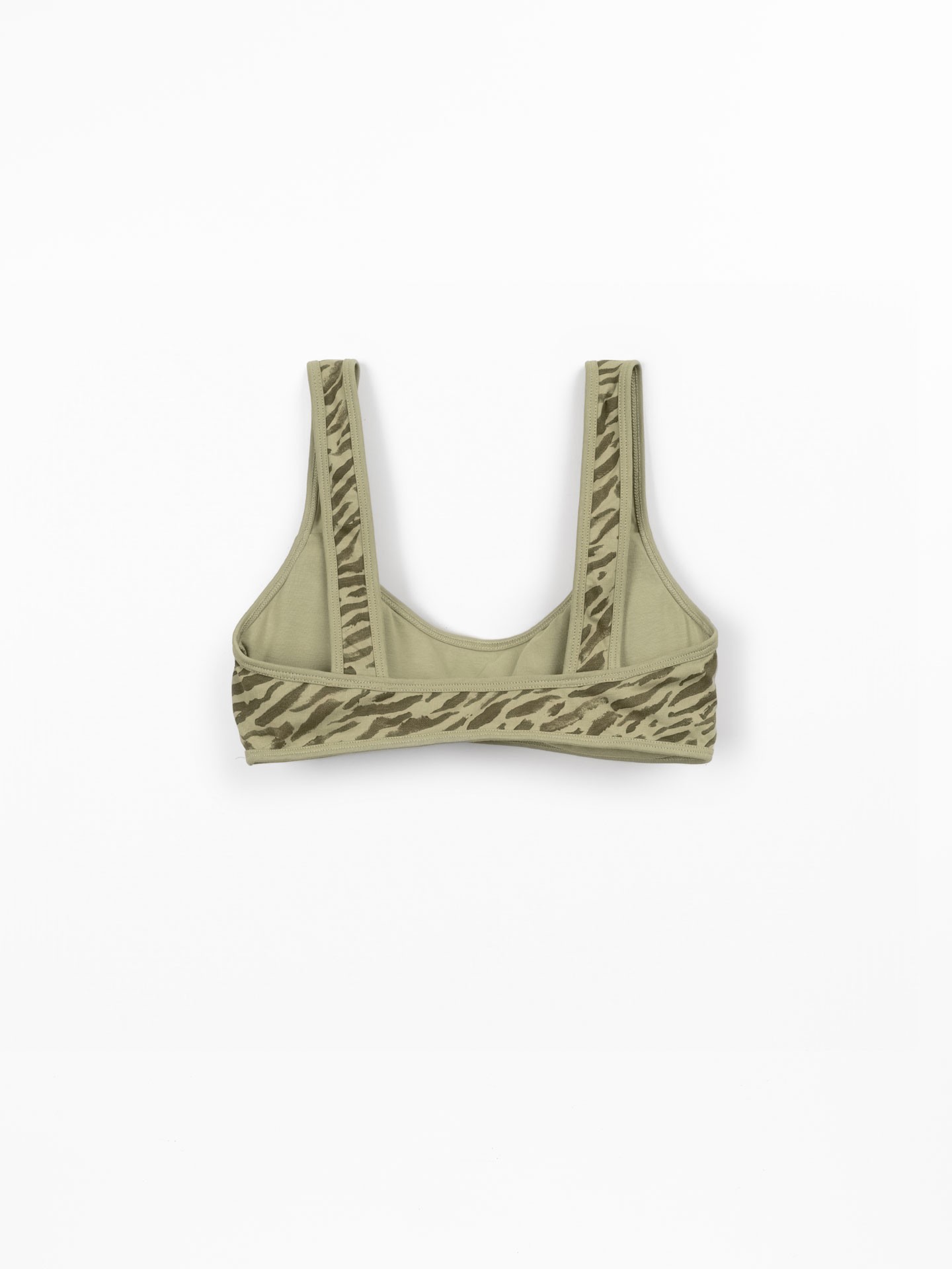 Top de bikini con estampado de cebra