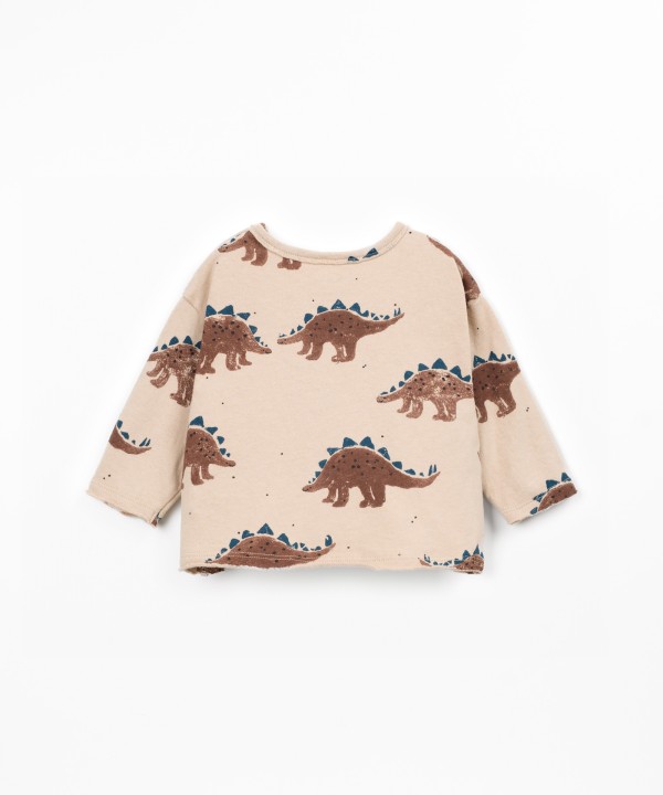 Knit sweater with dinosaur print