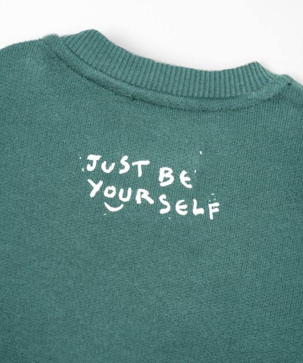 Knitted sweater with brushed interior