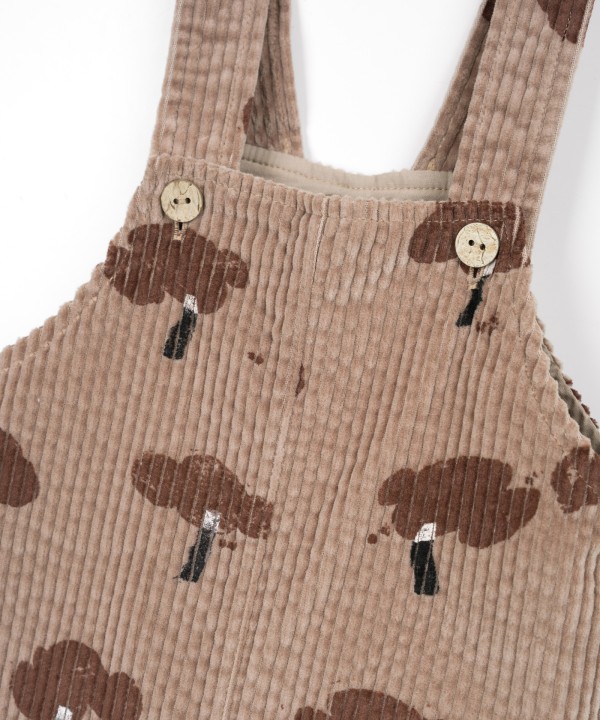 Corduroy jumpsuit with print