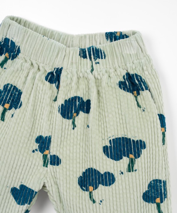 Corduroy trousers with print