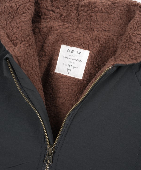 Coat with fur lining in organic cotton