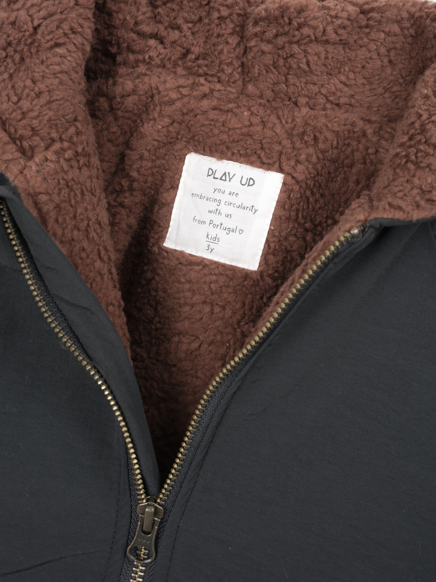 Coat with fur lining in organic cotton