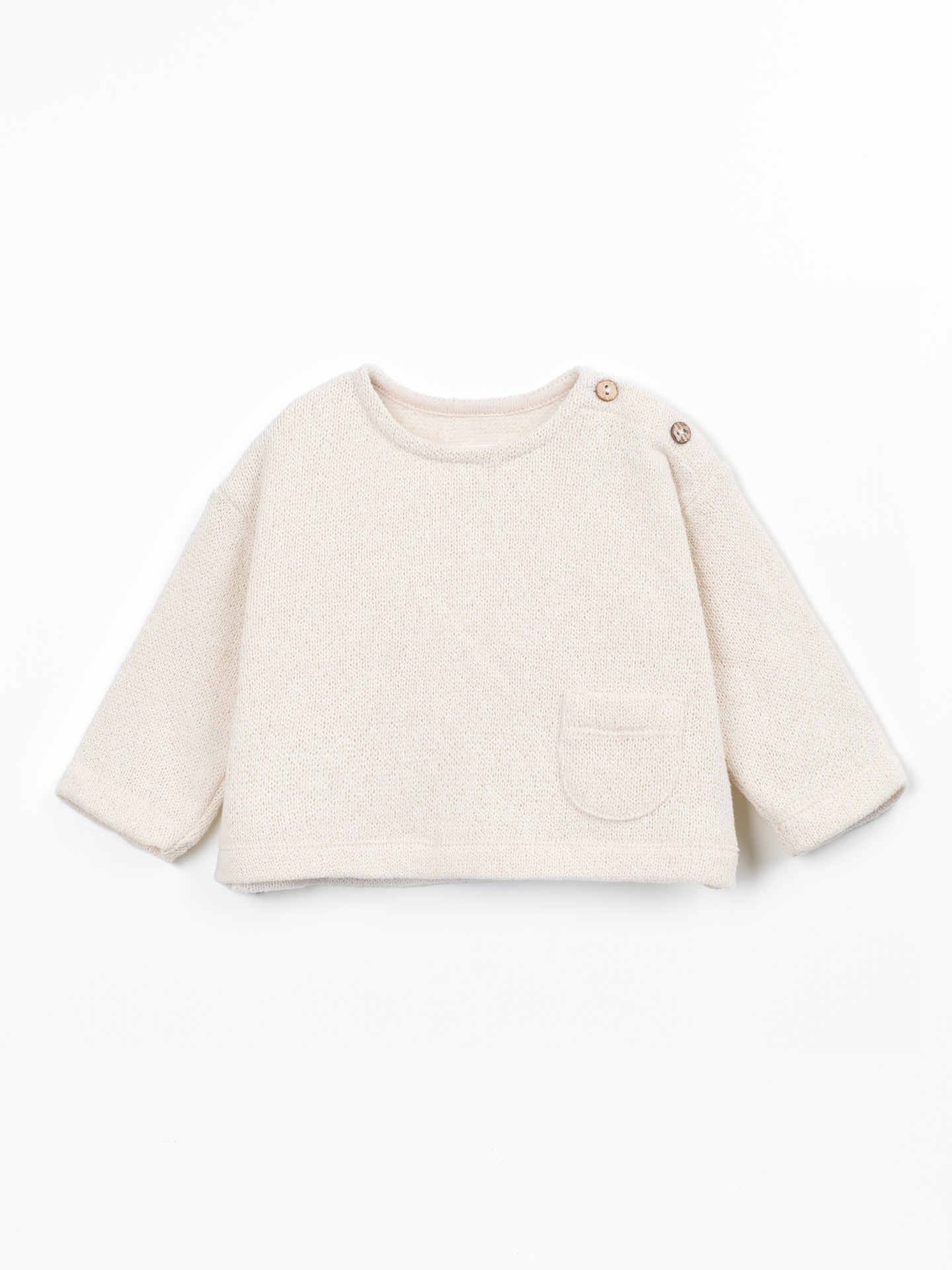 Knitted sweater with cotton and recycled cotton blend