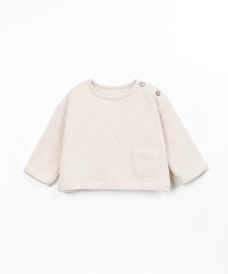 Knitted sweater with cotton and recycled cotton blend