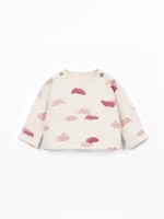 Knit sweater with a blend of natural and recycled fibers