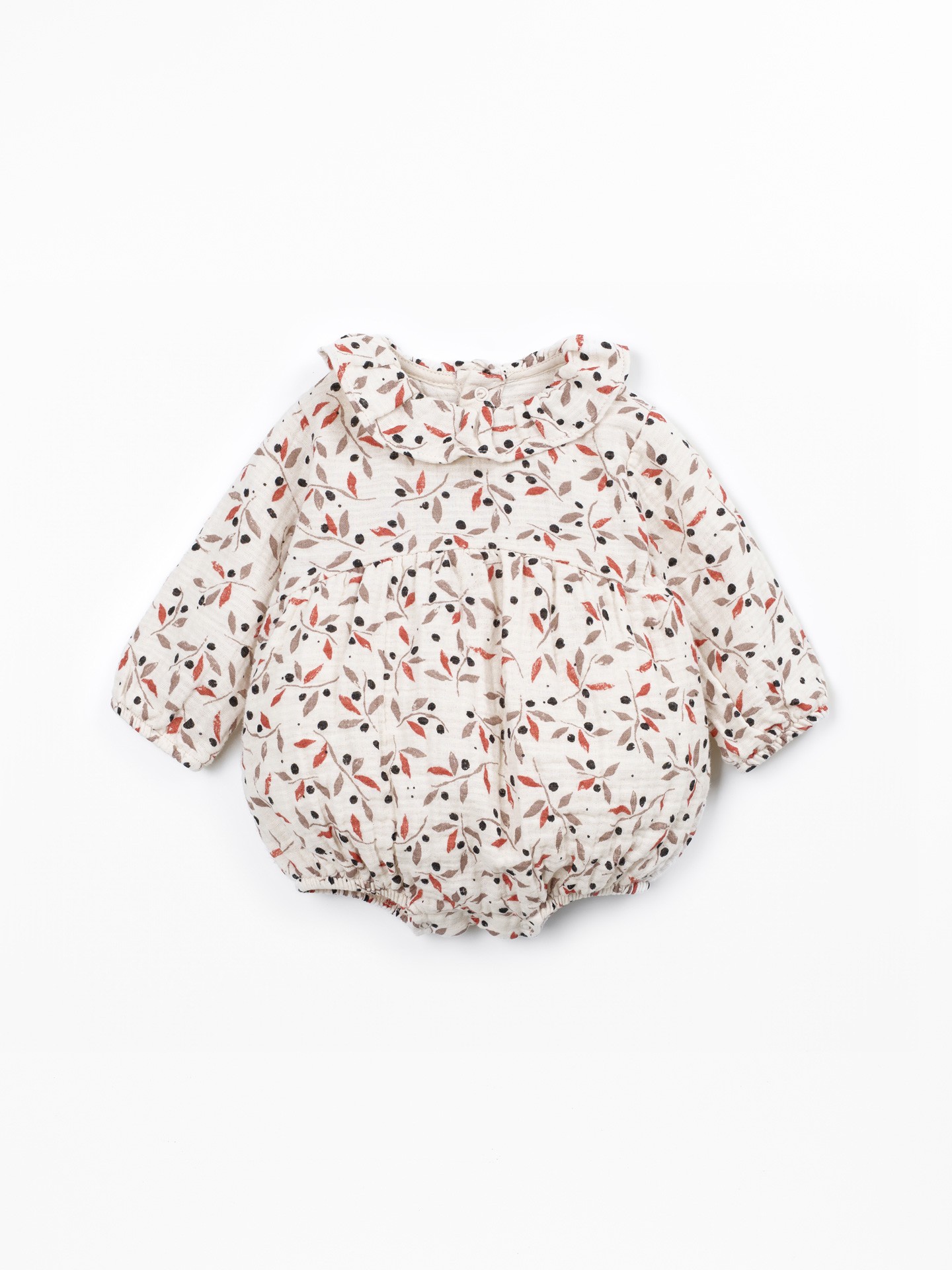 Fabric jumpsuit with collar