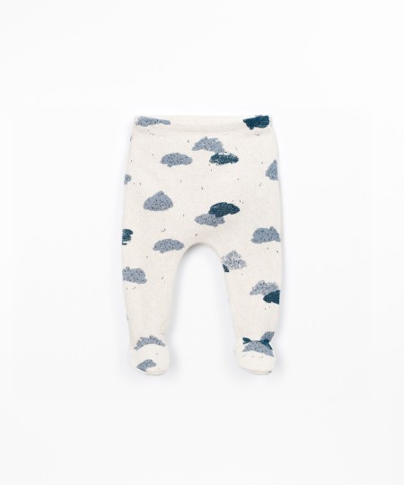 Jersey trousers with cloud print