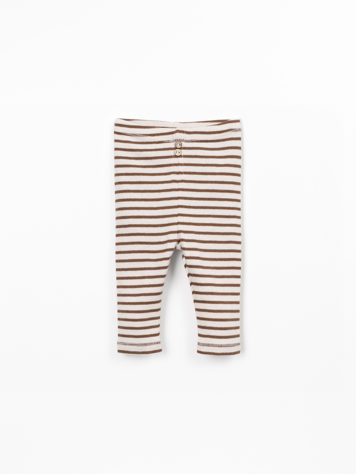 Leggings rayés avec boutons décoratifs en noix de coco