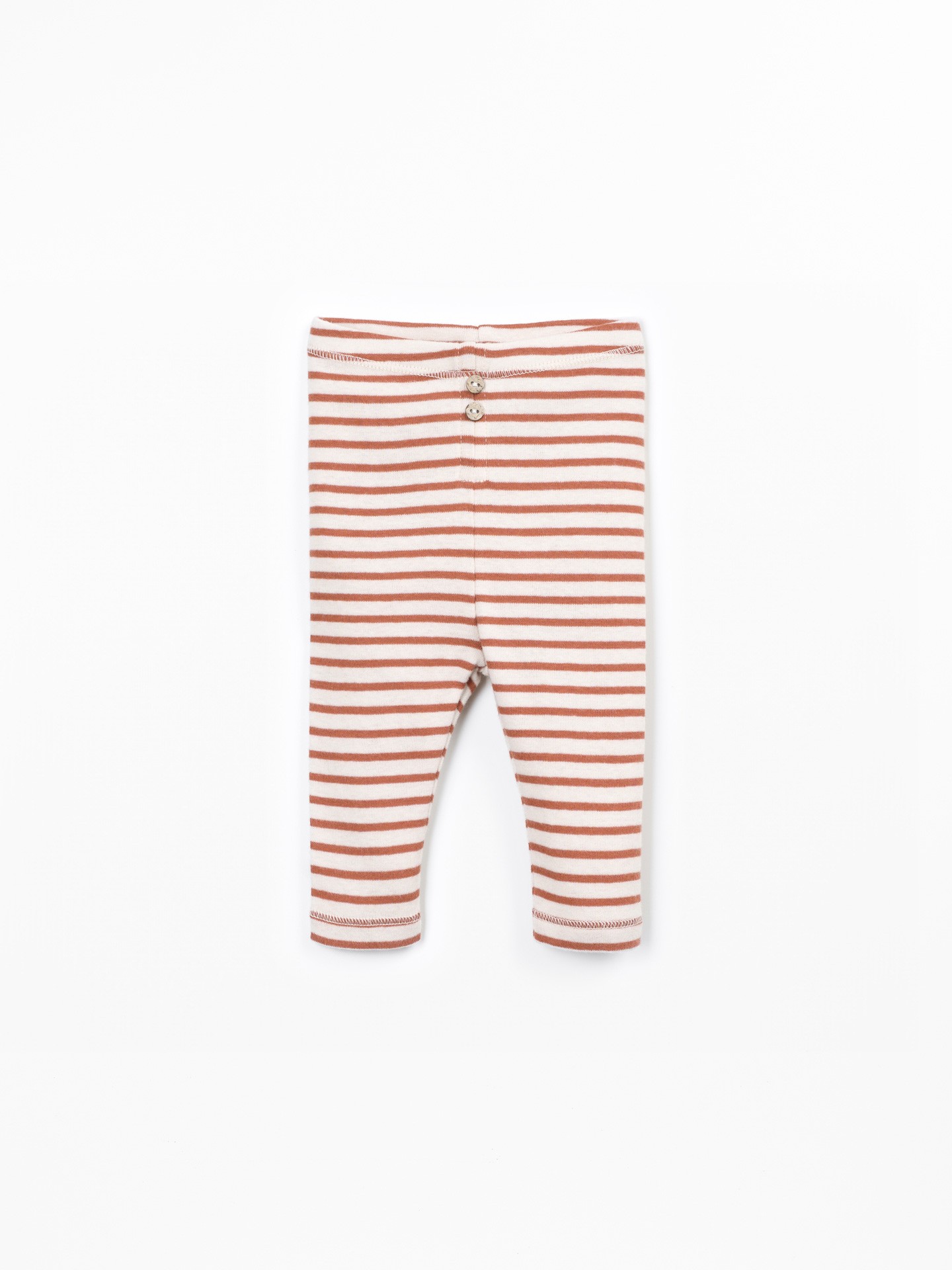 Leggings rayés avec boutons décoratifs en noix de coco