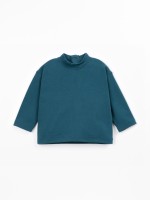 T-shirt de malha com mistura de fibras naturais e fibras recicladas