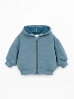 Knitted jacket with a blend of cotton and recycled fibers
