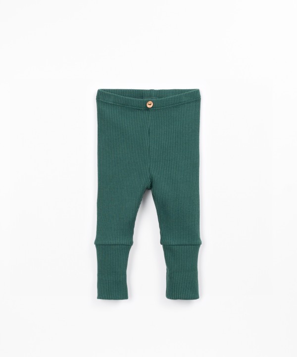Ribbed knit leggings with cotton