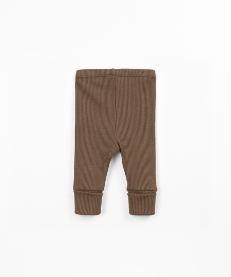 Ribbed knit leggings with cotton