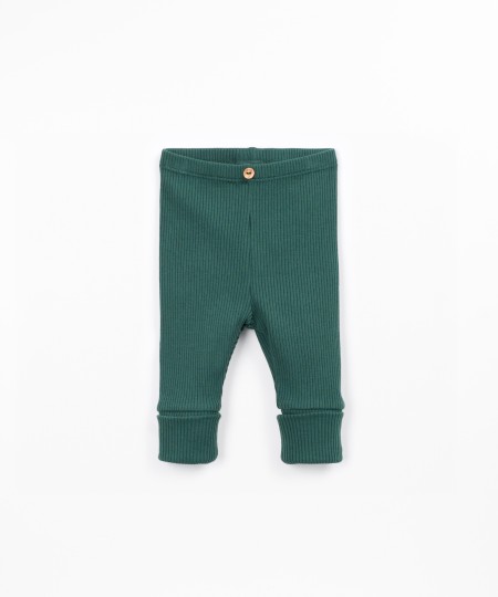 Leggings de malha canelada com algod�o
