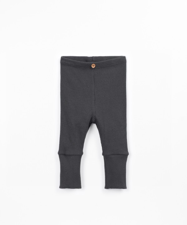 Ribbed knit leggings with cotton