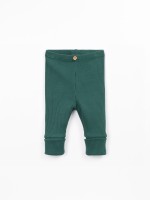 Ribbed knit leggings with cotton