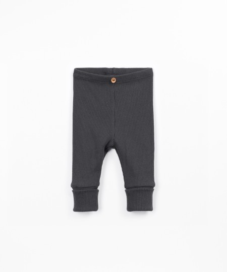 Leggings de malha canelada com algod�o